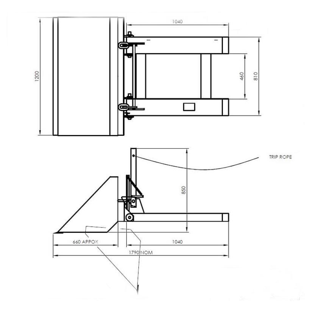 Ember hopper pembuangan forklift details